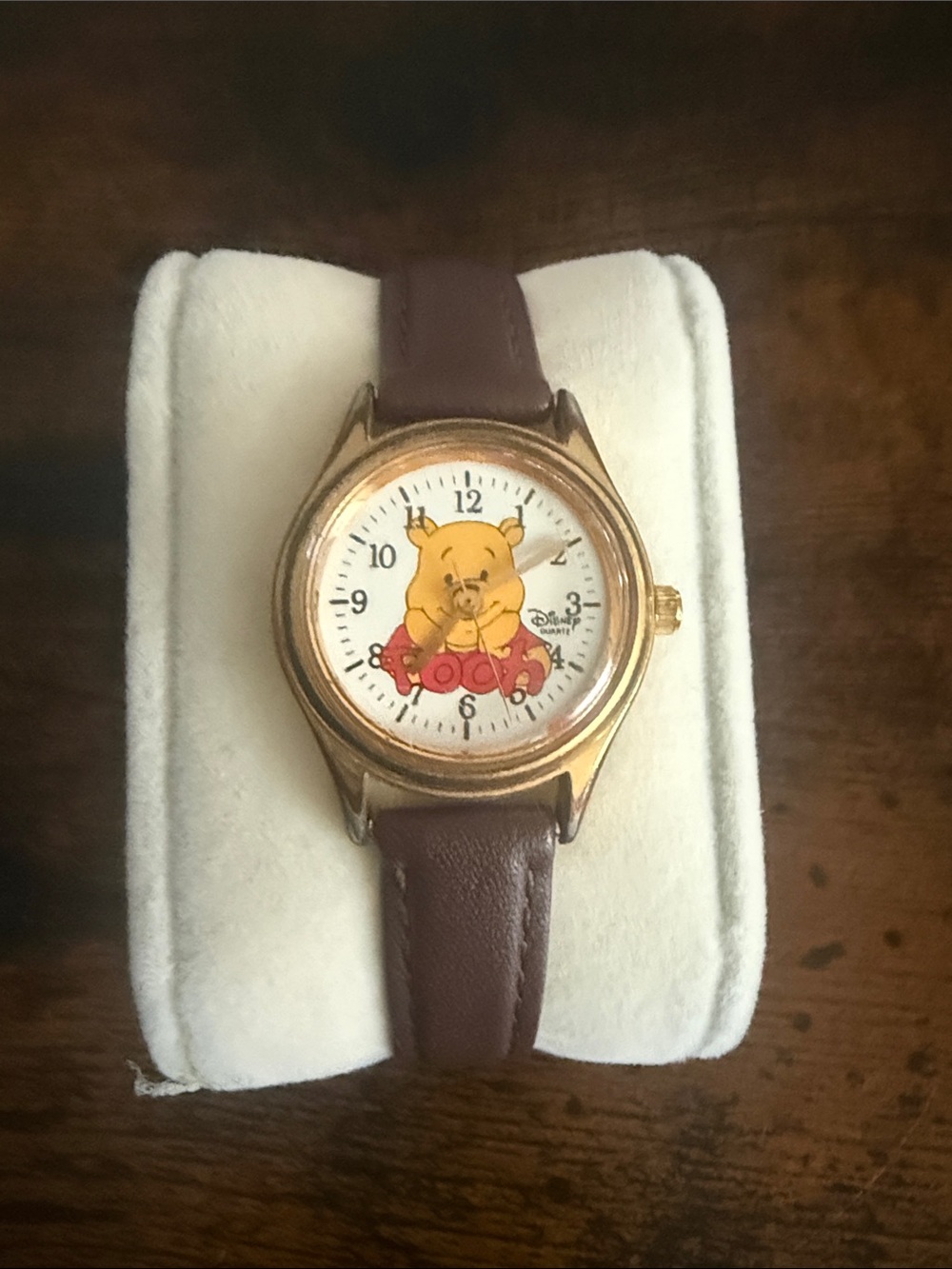 Disney Gold-Tone Winnie the Pooh Watch with Brown Strap